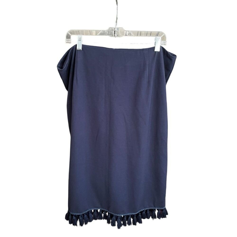 Dainty Jewells Navy Pencil Skirt with Tassel Fringe Detail Women's Plus Size XXL